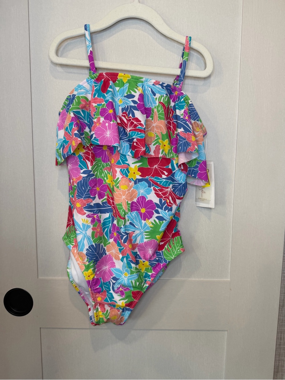 Rains Kids Multicolor Floral One-Piece Swimsuit with Ruffle